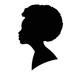 woman, girl portrait african american woman silhouette on white background vector