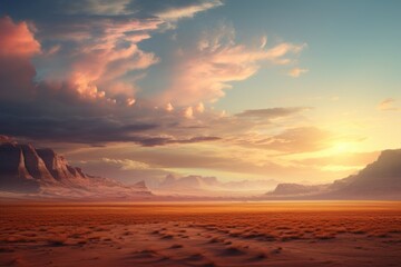 Fototapeta na wymiar Landscape stunning view of the desert at dawn,