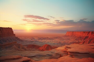 Naklejka premium Landscape stunning view of the desert at dawn,