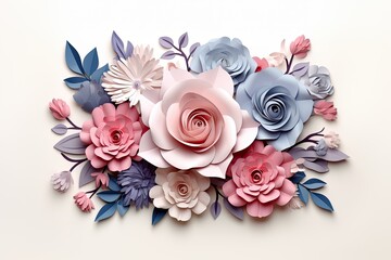 flower 3d paper wedding design illustration