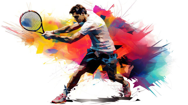Wasserfarben Tennisspieler, generativ AI 