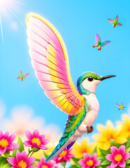 Fototapeta na wymiar Hummingbird colorful in the wild nature.