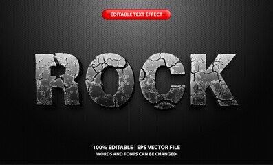 Rock editable text effect template, 3d cartoon bold text style, premium vector