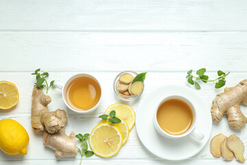 Cold treatment, healthcare concept - tea with ginger