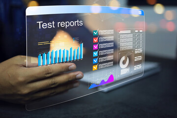 Businessman or staff reading test reports document in office to comply with the government...