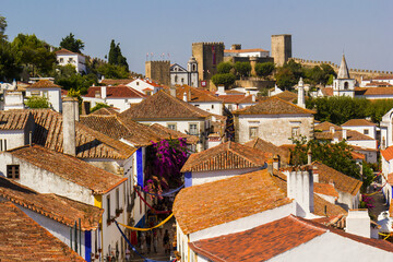 Obidos roofs and castle, Portugal