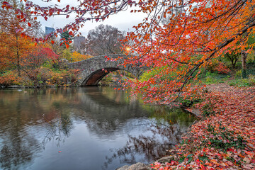 Gapstow Bridge in Central Park,autumn