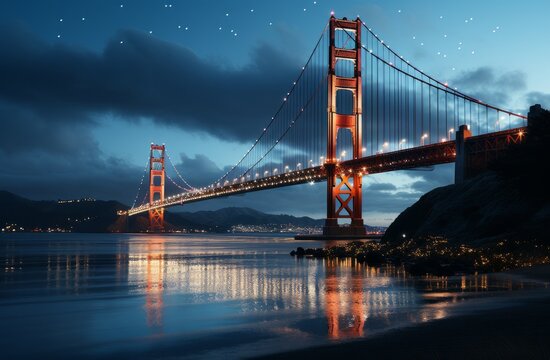 golden gate bridge at night