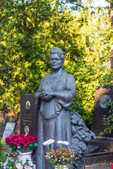Moscow, Russia - 08.06.2023 - Memorial to the famous soviet russian singer Lydmila Zykina at novodevichy cemetery. History