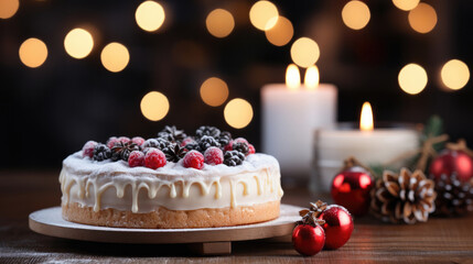 New Year's cake and Christmas cake on a New Year's background