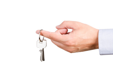 Man holding house keys, transparent