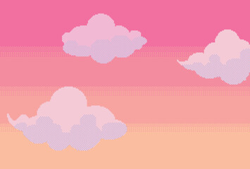 ドット絵の可愛い雲と空の背景素材