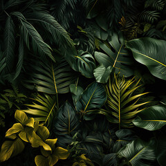 Tropical forest leaf background illustration