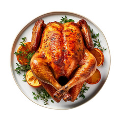 Thanksgiving Turkey, thanksgiving country dinner, Roasted chicken isolated on transparent background, Generative AI