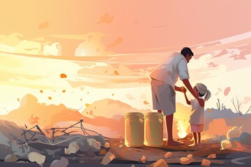humanitarian aid donation and help concept illustration