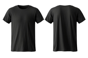 Black t-shirt template front and back  illustration isolated transparent background, PNG , Generative AI - obrazy, fototapety, plakaty