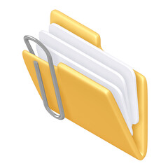 Attached Documents Folder Icon with Clipping Path, 3d rendering - 644410101