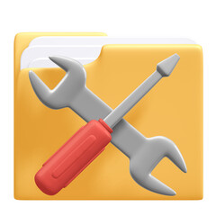 Folder Maintenance Icon with Clipping Path, 3d rendering