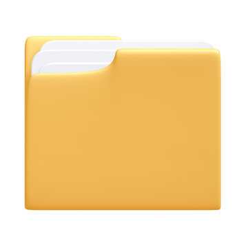 Yellow Folder Icon with Clipping Path, 3d rendering