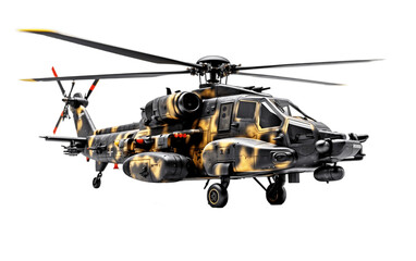 Army Attack Helicopter Isolated on Transparent PNG Background, rendering. Generative AI