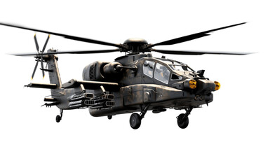 Army Attack Helicopter Isolated on Transparent PNG Background, rendering. Generative AI