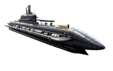 Army Ballistic Missile Submarine SSBN Isolated on Transparent PNG Background rendering. Generative AI