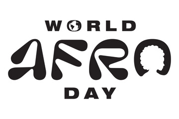 World Afro Day Greeting Design isolated on transparent background. Silhouette of a woman with afro hair. Vector illustration. 