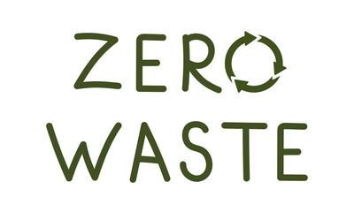 Zero waste labels. Green eco friendly label, reduce waste and recycle icon. No plastic ecological protection logo with green recycling arrows signs