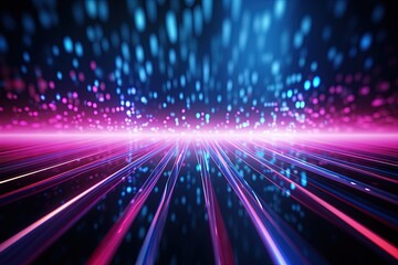 Fototapeta premium abstract futuristic background with pink blue glowing neon moving high speed wave lines and bokeh lights. Data transfer concept Fantastic wallpaper,