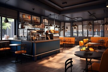 Modern coffee shop interior, restaurant interior