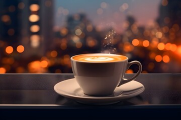 Obraz premium Cup of coffee with beautiful modern background