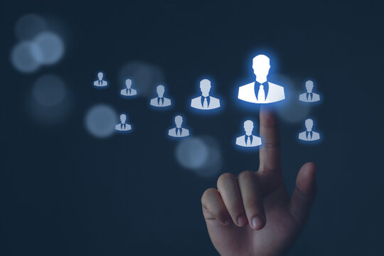 recruitment leadership concept Online and modern technology make human resource systems easier. human resources employees employment management technology human business