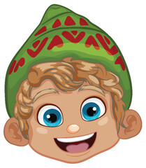 Cheerful Boy with Party Beanie Hat