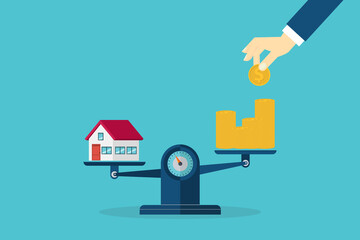 Housing prices rise, finance and banking about house concept, investment ideas about real estate. house loan, housing price.