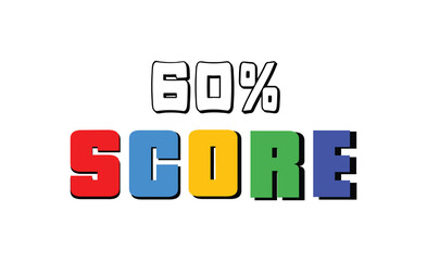 60 % Score sign designed modern style to catch the eye with color various combination. Point Vector illustration isolated white background. 