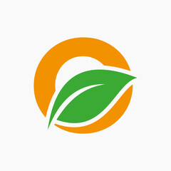 Eco Leaf Logo On Letter O Concept With bio leaf icon