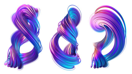 Set of futuristic colorful shapes, 3d render