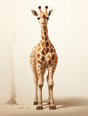 Animal cute small giraffe in fine art light surrounding