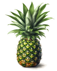 Fototapeta premium A vector graphic of a pineapple on a white background with a few tropical leaves