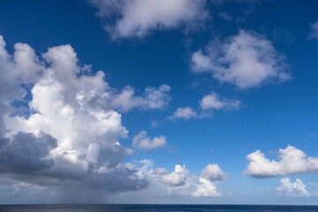 Fototapeta na wymiar The picturesque Caribbean sky over the sea