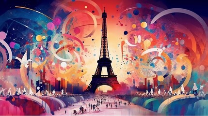 Olympic Games in Paris, Generative ai - obrazy, fototapety, plakaty