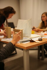 KAUNAS, LITHUANIA - OCTOBER 28, 2011: Moments of creativity workshop with unidentified pupils