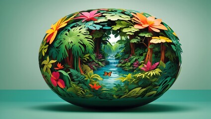 World Environment Earth Day Concept Ecosystem of The Tropical Rainforest Sphere AI Generative