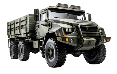 Military Truck Isolated on Transparent PNG Background, rendering. Generative AI