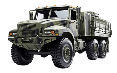 Army Military Truck Isolated on Transparent PNG Background, rendering. Generative AI