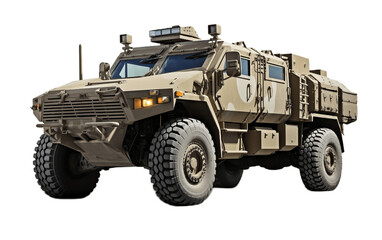 Army Vehicle Isolated on Transparent PNG Background, rendering. Generative AI