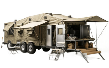 Army Mobile Field Hospital Isolated on Transparent PNG Background, rendering. Generative AI