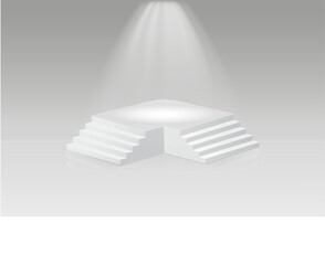 Podium for product presentation. Square empty scenes and stairs podium. Vector 3d template. Vector illustration