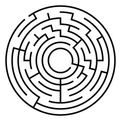 Circle maze puzzle game for kids ,Labyrinth vector on white.