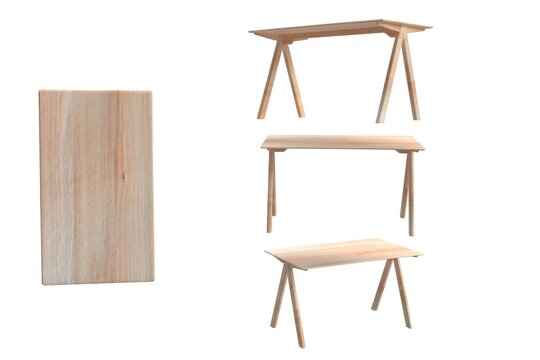 3D Illustration: Four Wooden Tables